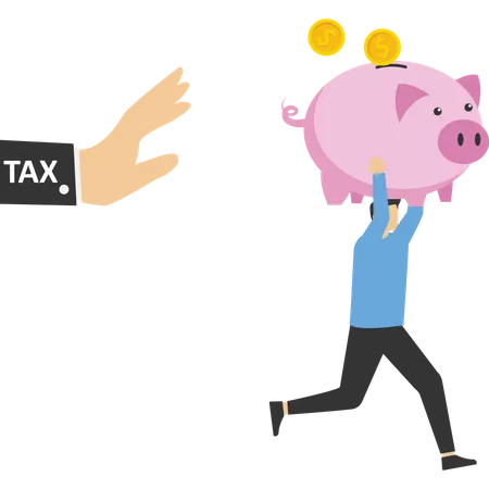 Lift The Piggy Bank To Escape The Tax Collection Vector Illustration Design Illustration