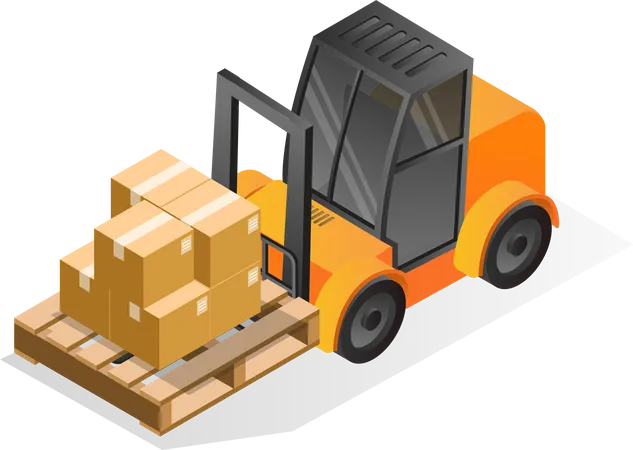 Lifting goods on pallets with forklift  Illustration