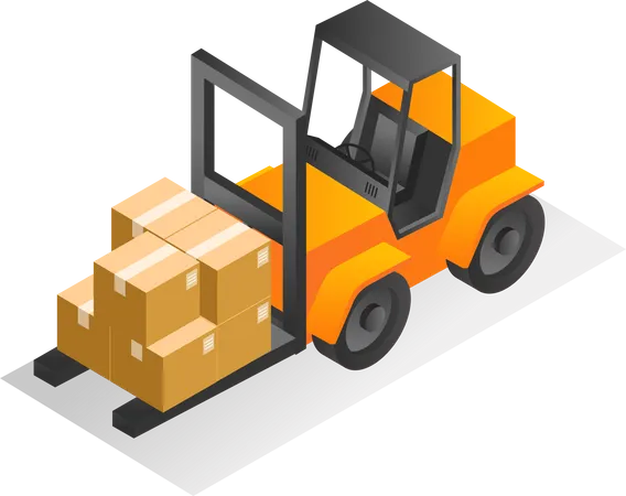 Lifting goods with a forklift  Illustration