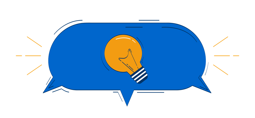 Light bulb enclosed within speech bubble  Illustration