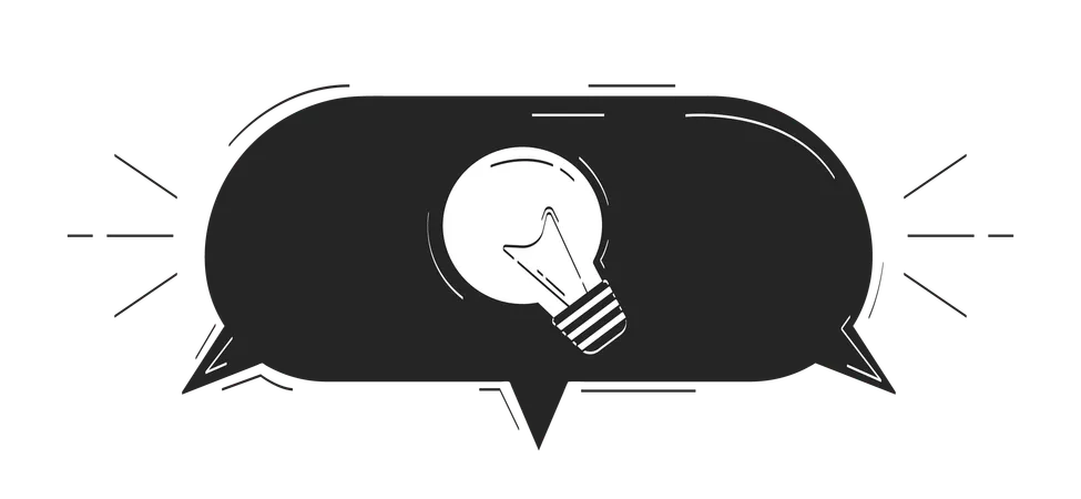 Light bulb enclosed within speech bubble  Illustration