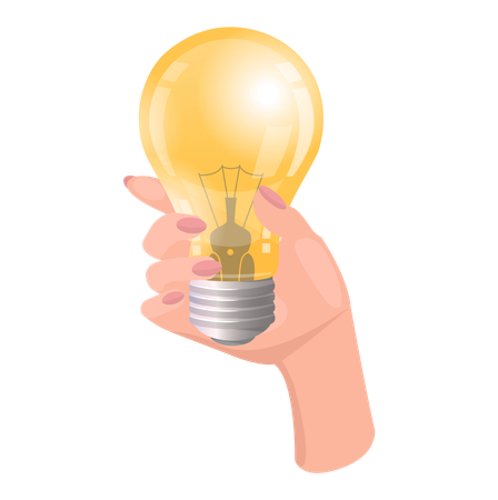 Light bulb in human hand  Illustration