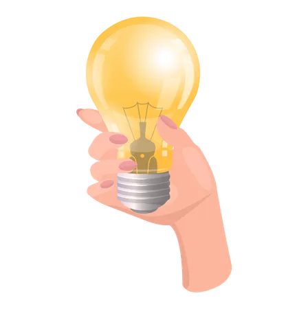 Light bulb in human hand  Illustration