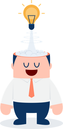 Light bulb of idea exploding from businessman head  Illustration