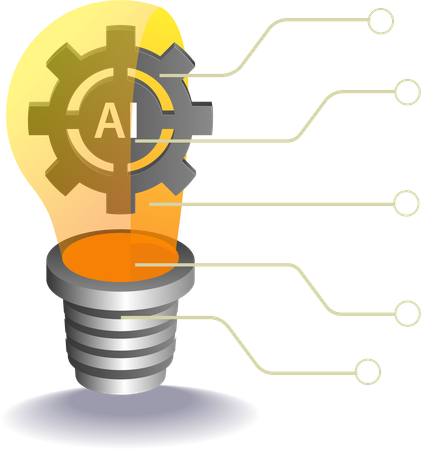 Light bulb slices with artificial intelligence  Illustration