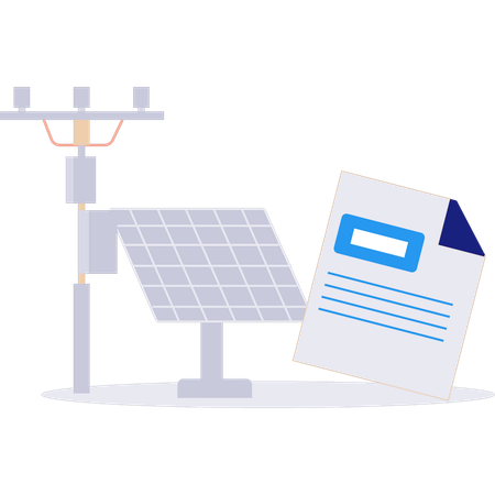 Light tower is connected to solar panel  Illustration
