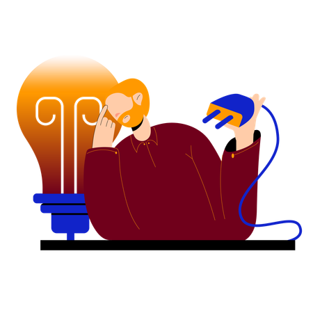 Lightbulb for idea is not connected  Illustration