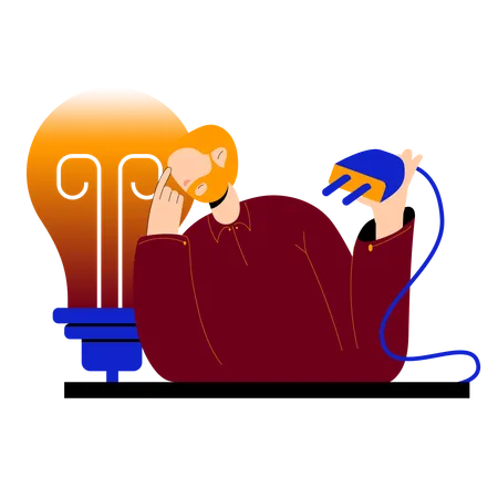 Lightbulb for idea is not connected  Illustration