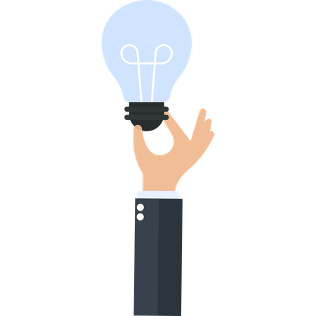 Lightbulb held by hand representing idea innovation  Illustration