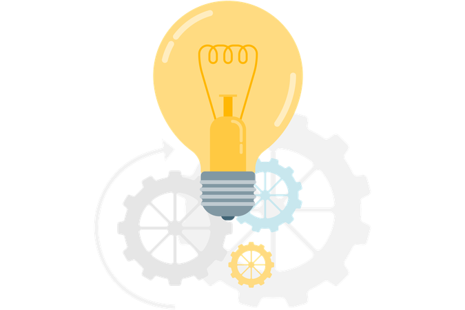 Lightbulb over gear  Illustration