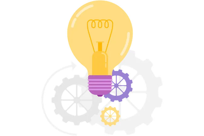 Lightbulb over gear  Illustration