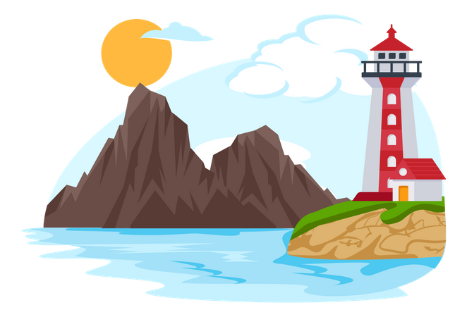 Lighthouse Landscape Illustration