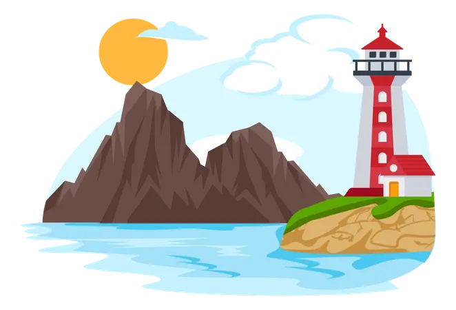 Lighthouse Landscape Illustration