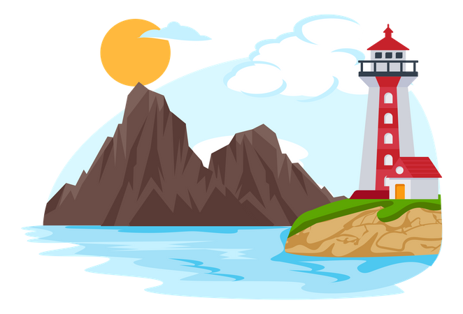 Lighthouse Landscape  Illustration