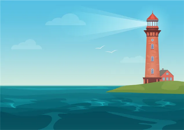 Lighthouse on beach  일러스트레이션