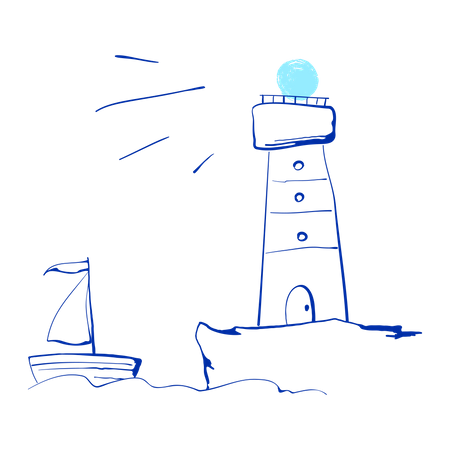 Lighthouse shows the way  イラスト