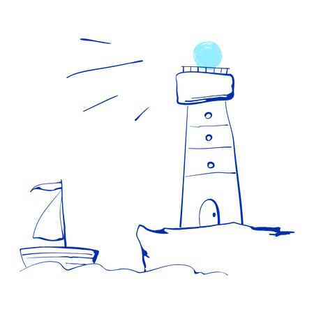 Lighthouse shows the way  Illustration