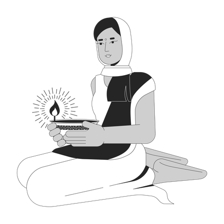 Lighting diwali diya  Illustration
