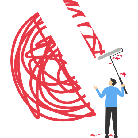 Ligne chaotique et désordonnée supprimée à la main avec une gomme  Illustration