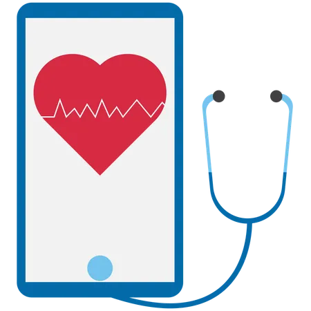 Ligne de battement de cœur et stéthoscope  Illustration