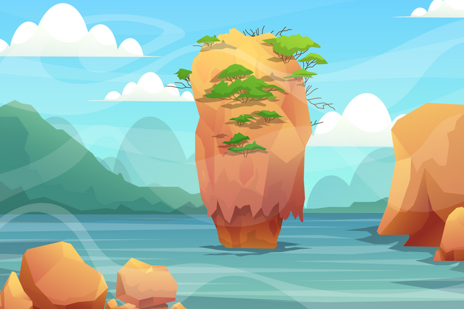 Limestone island  Illustration