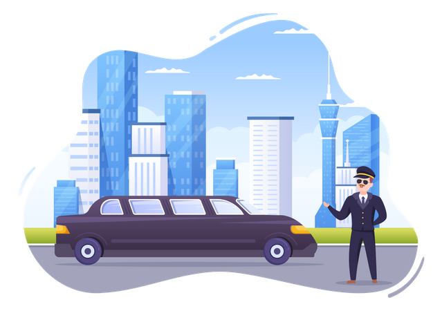 Limousine Car driver  Illustration