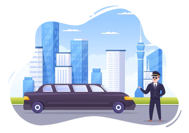 Limousine Car driver  Illustration