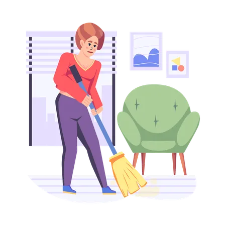 Limpar a casa  Ilustração