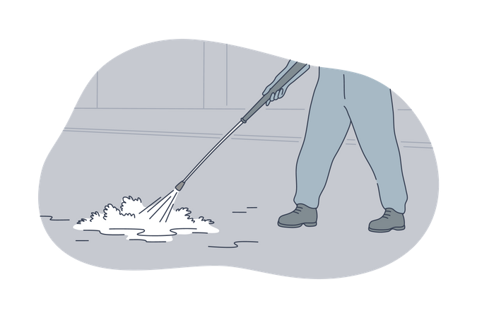 Limpando chão  Ilustração