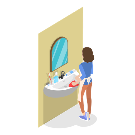 Limpiador de casa limpieza baño  Ilustración