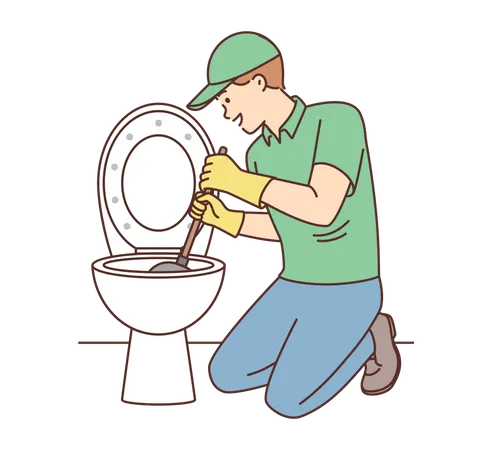 Inodoro de limpieza limpiador masculino  Ilustración
