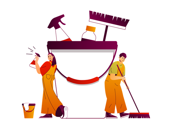Limpiadores proporciona servicios de limpieza.  Ilustración