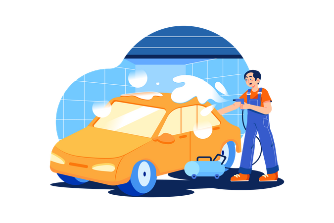 Limpieza de autos  Ilustración