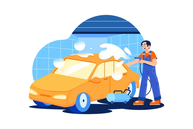 Limpieza de autos  Ilustración