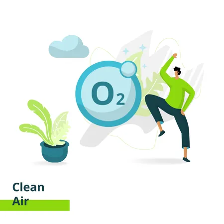La Pagina Landing Air Clean El Concepto De Que A Los Hombres Les Gusta Respirar Aire Limpio Se Puede Utilizar Para Ux Ui Banners Plantillas Fondos Desarrollo De Aplicaciones Web Y Moviles Ilustración