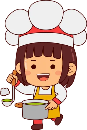 Linda chef servindo comida  Ilustração