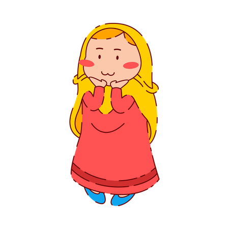 Linda garota muçulmana chibi sorrindo  Ilustração