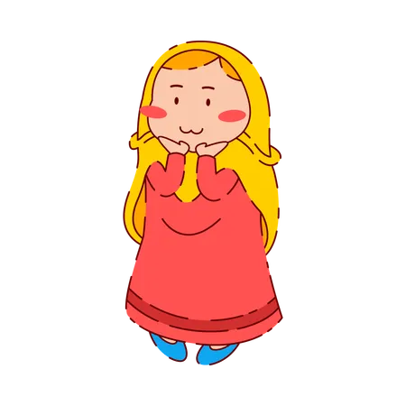 Linda garota muçulmana chibi sorrindo  Ilustração