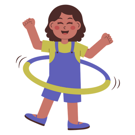 Linda chica con hula-hoop  Ilustración