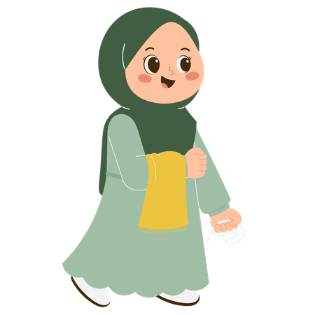 Linda chica hijab haciendo oración  Ilustración