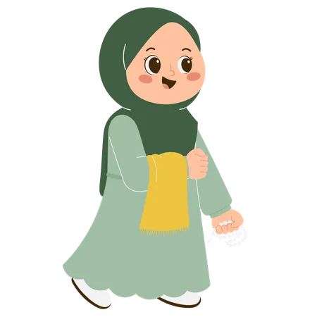 Linda chica hijab haciendo oración  Ilustración