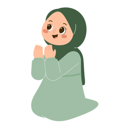 Linda chica hijab haciendo oración musulmana  Ilustración