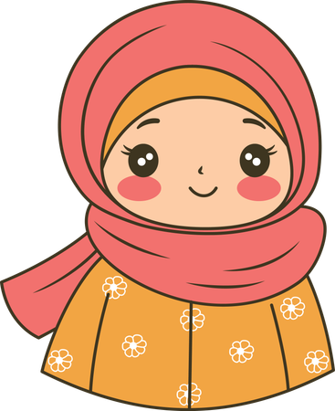 Linda chica musulmana con hiyab rosa sonriendo  Ilustración