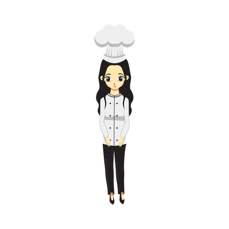 Linda chica profesional chef  Ilustración