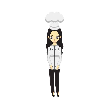 Linda chica profesional chef  Ilustración