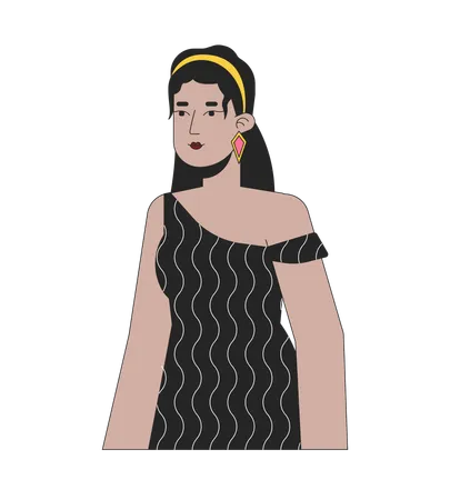 Linda senhora hispânica em roupas inspiradas nos anos 70  Ilustração