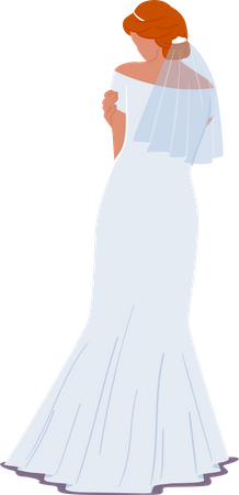 Noiva linda e estilosa em vestido elegante  Ilustração