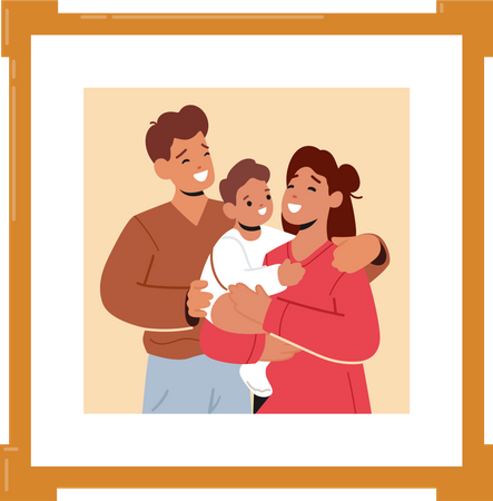 Linda familia feliz  Ilustración