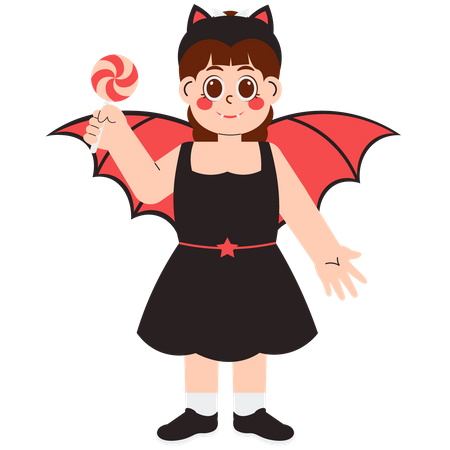 Linda garota fantasiada de Drácula para Halloween  Ilustração