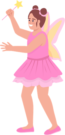 Linda garota com vestido de fada  Ilustração
